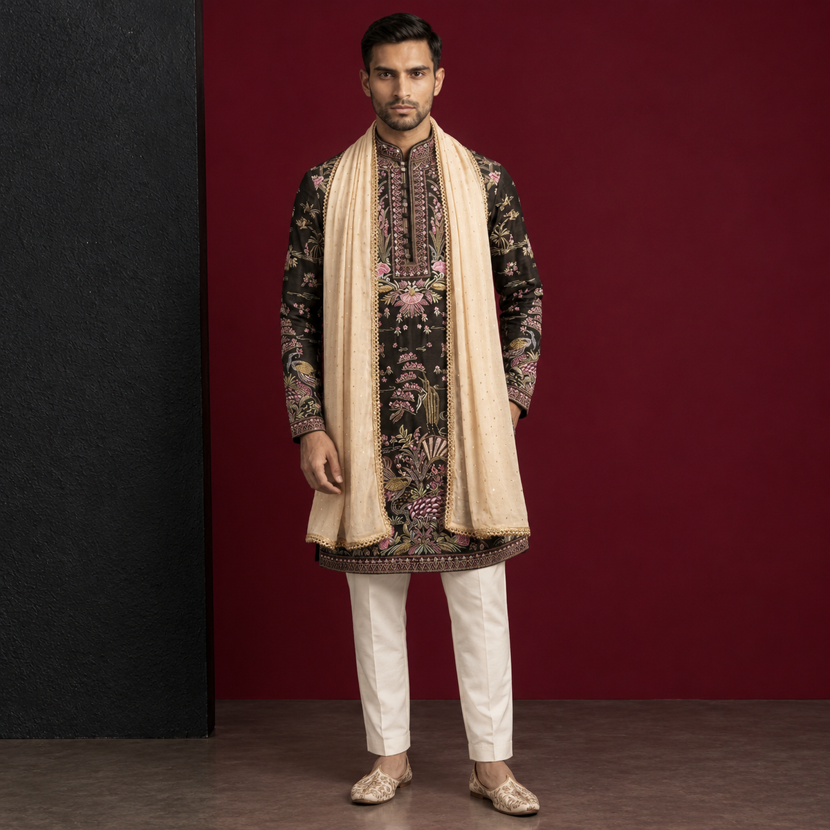 Beige Dupatta for Kurta