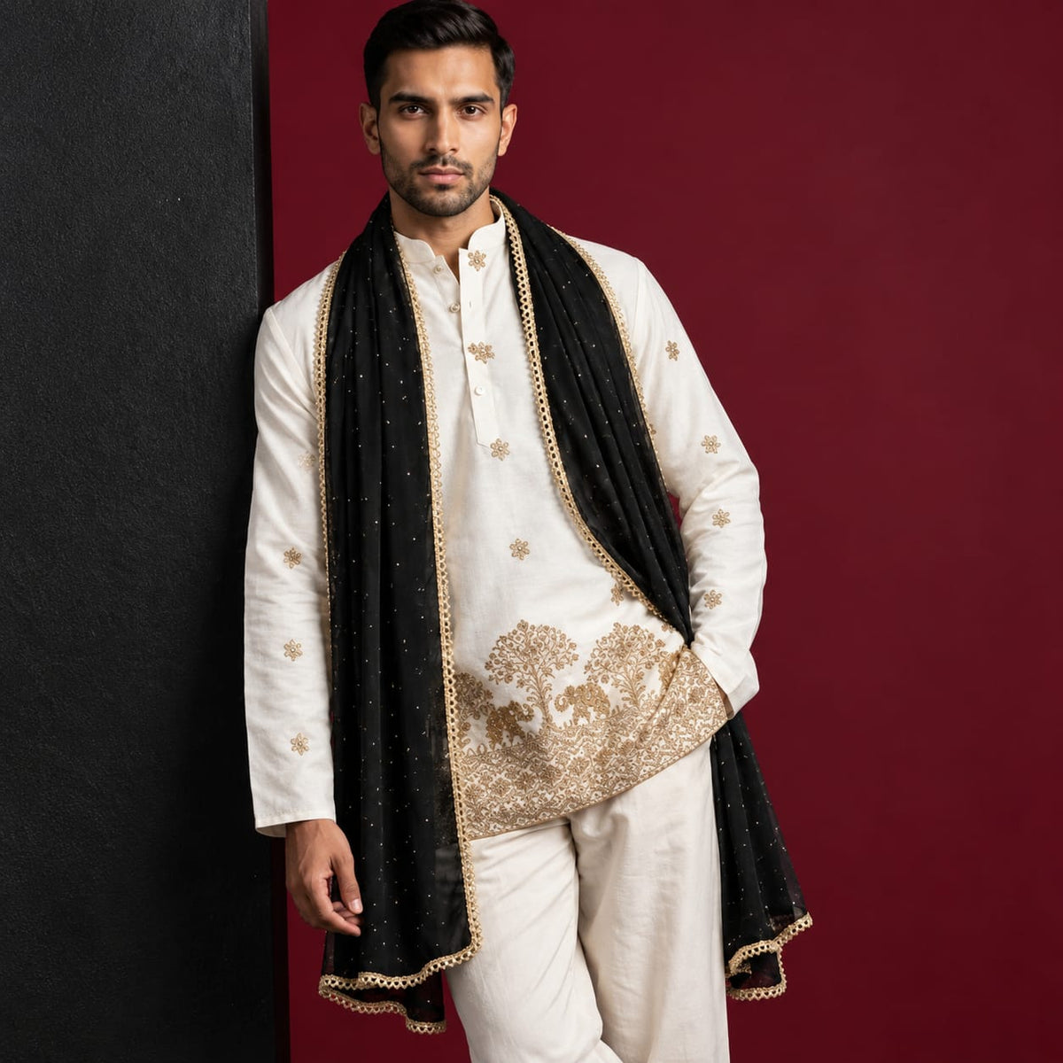 Black Dupatta for Kurta